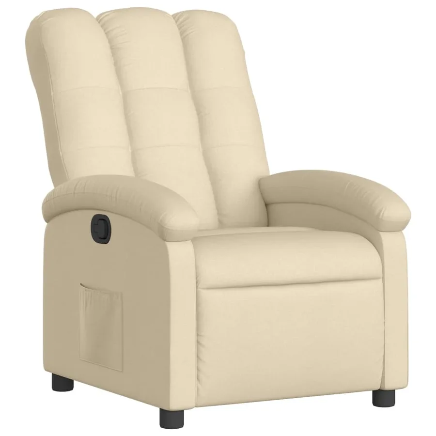 Fauteuil inclinable en tissu crème - 2