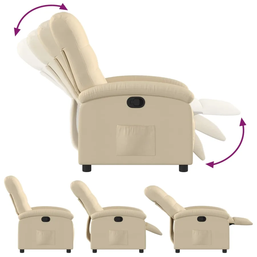 Fauteuil inclinable en tissu crème - 6