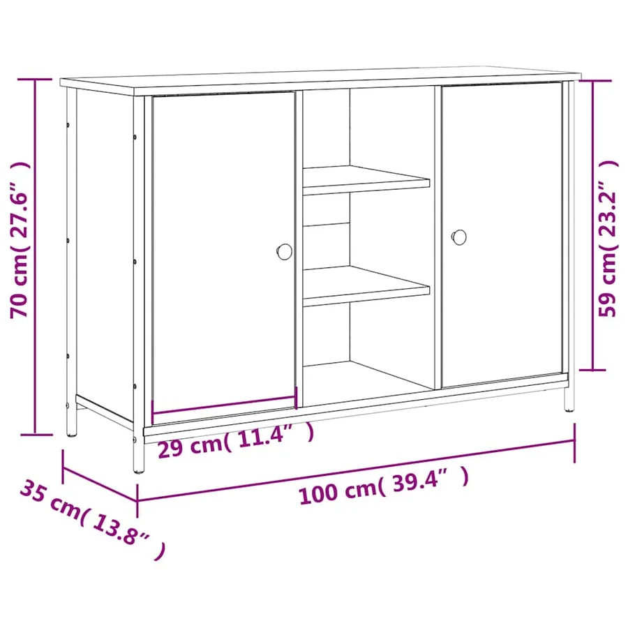 Buffet chêne fumé 100x35x70 cm bois d'ingénierie - 11