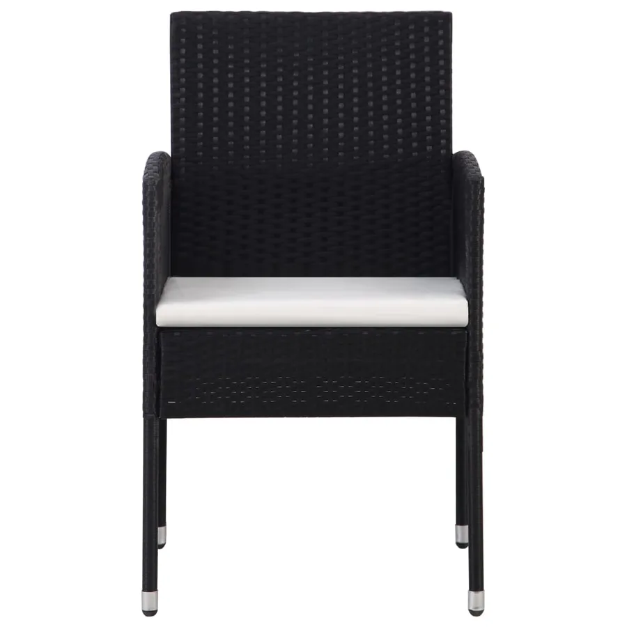 Chaises de jardin coussins blanc crème 4pcs noir résine tressée - 3