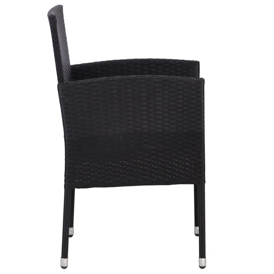 Chaises de jardin coussins blanc crème 4pcs noir résine tressée - 4