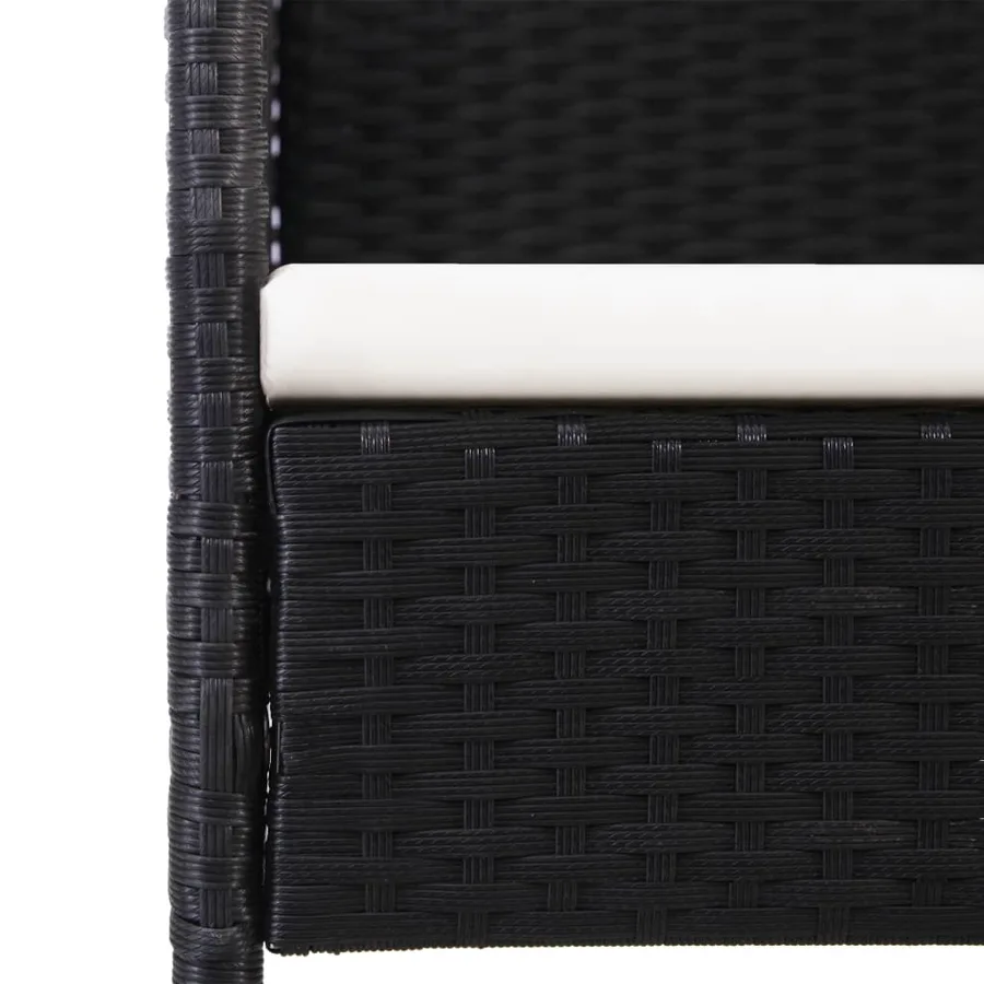 Chaises de jardin coussins blanc crème 4pcs noir résine tressée - 6