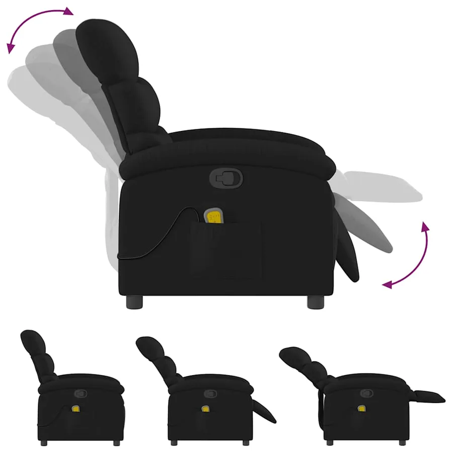 Fauteuil de massage inclinable Noir Tissu - 8