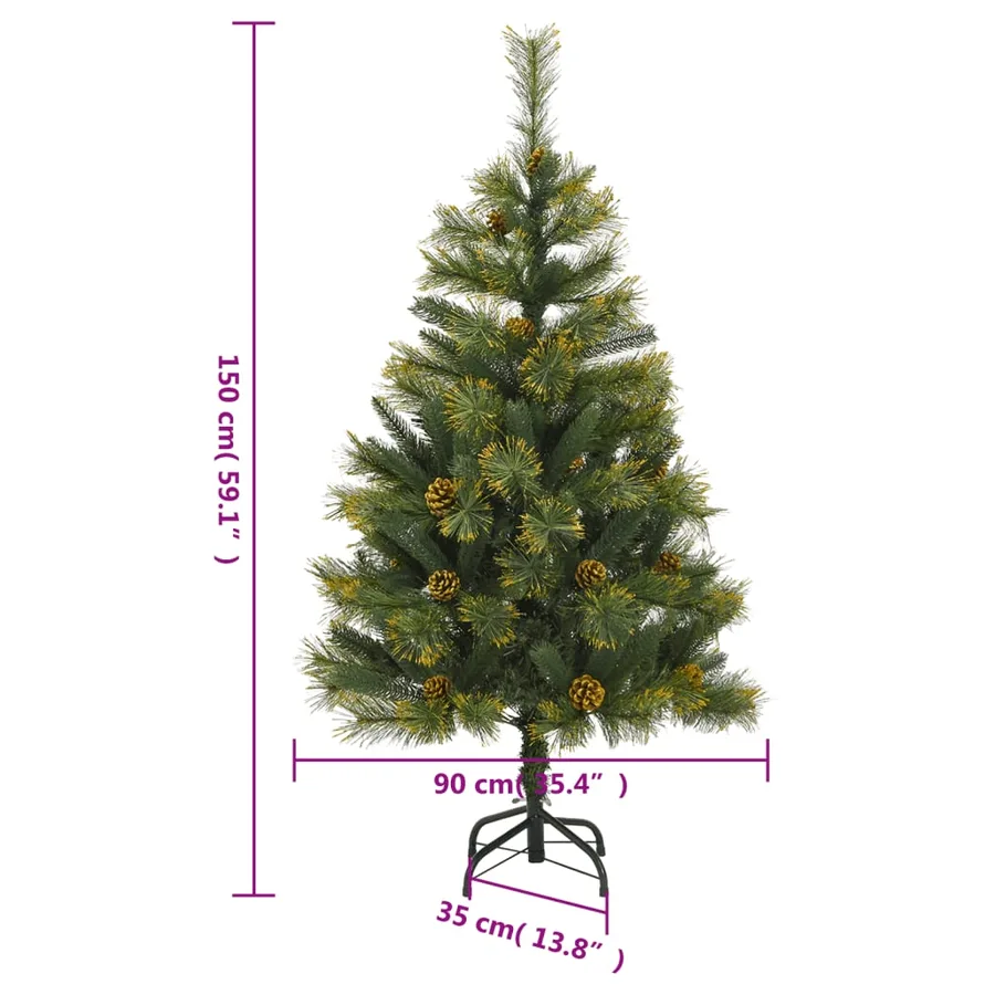 Sapin de Noël artificiel articulé avec pommes de pin 150 cm - 9
