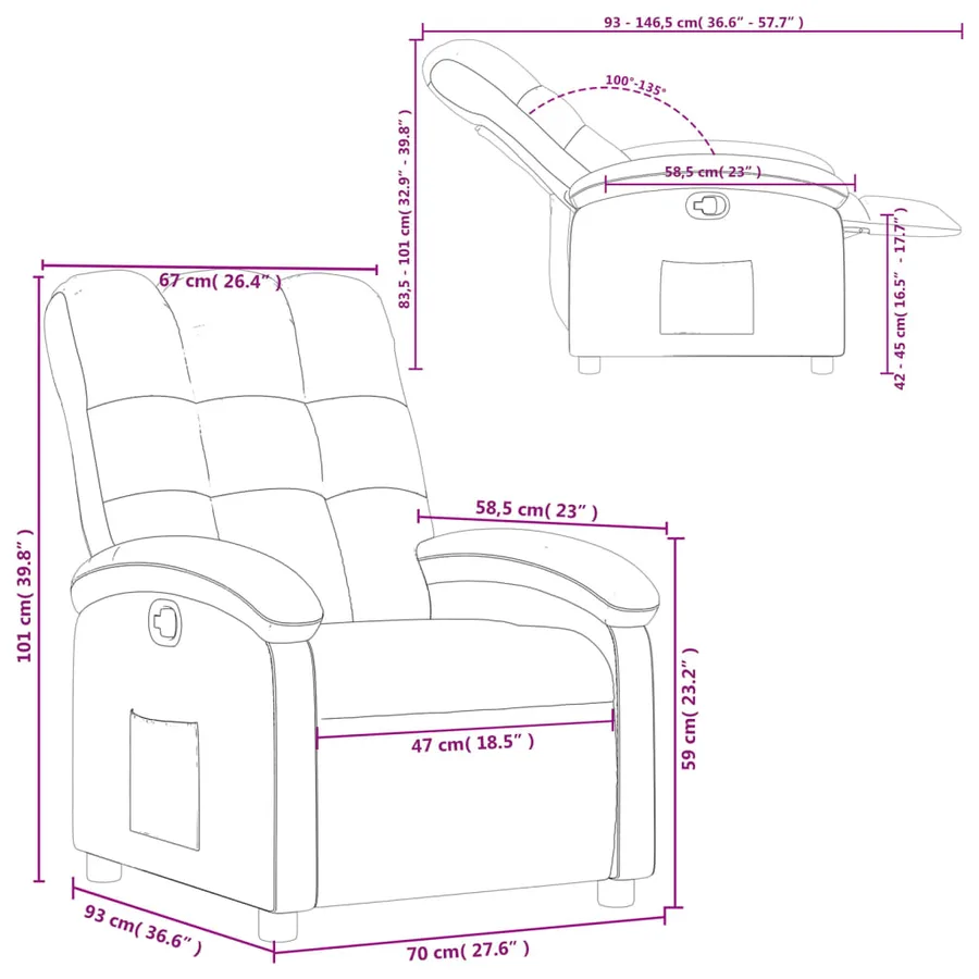Fauteuil inclinable Noir Tissu - 11