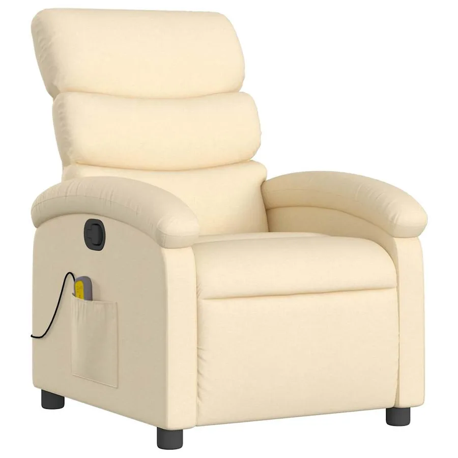 Fauteuil inclinable de massage crème tissu - 3