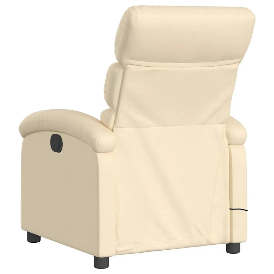 Fauteuil inclinable de massage crème tissu - 6