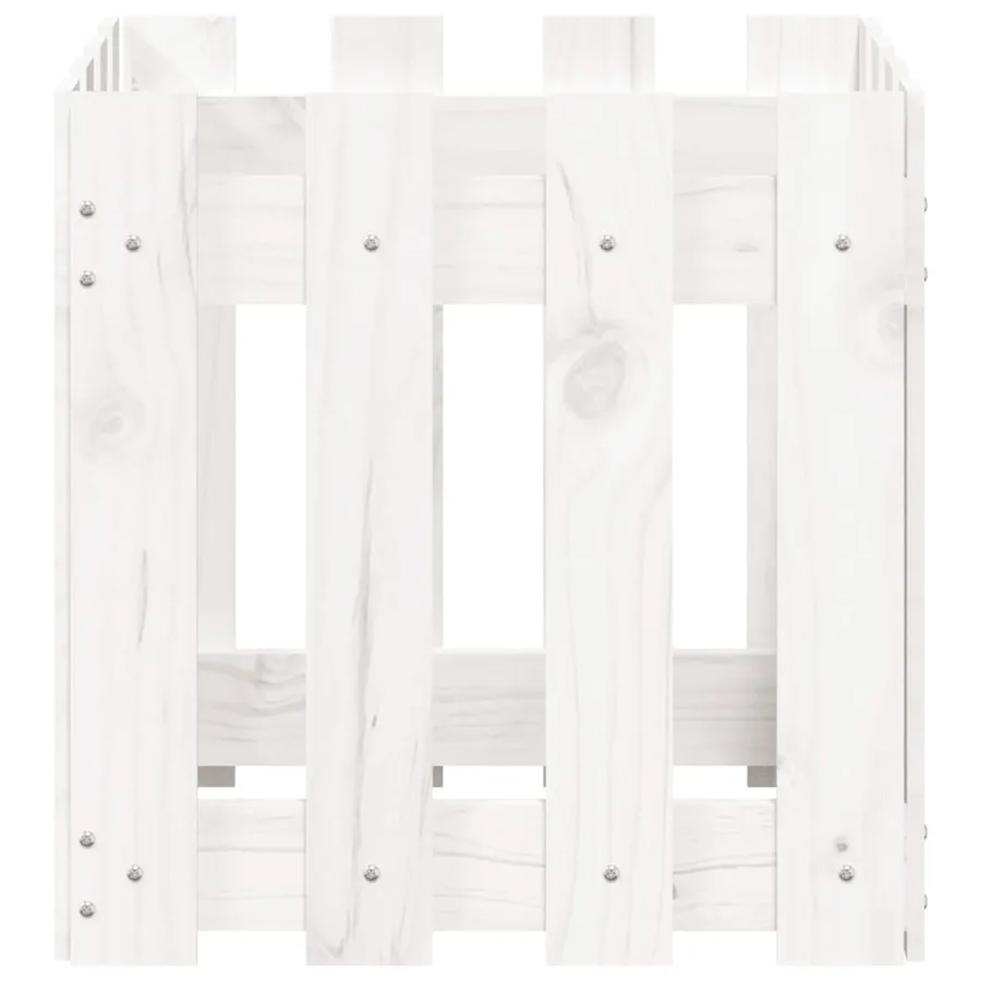 Jardinière avec design de clôture blanc 40x40x40 cm pin massif - 5
