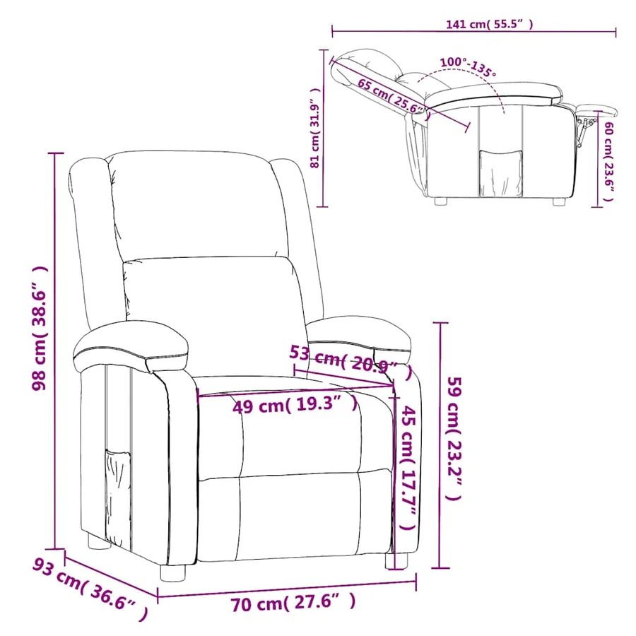 Fauteuil inclinable Noir Similicuir - 9