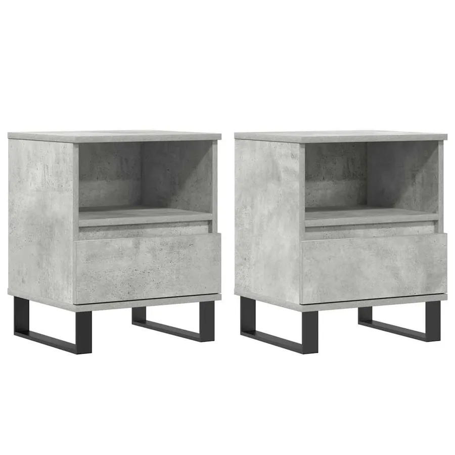Tables de chevet 2 pcs gris béton 40x35x50 cm bois d’ingénierie - 2