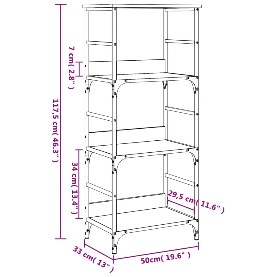Bibliothèque chêne fumé 50x33x117,5 cm bois d'ingénierie - 8