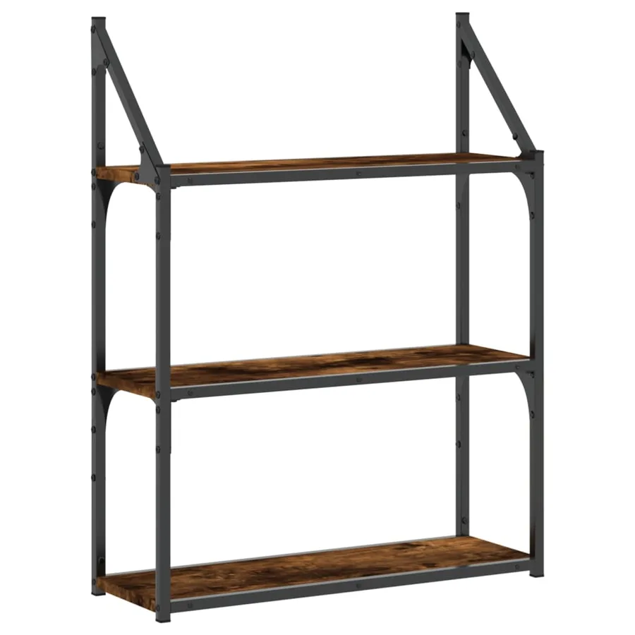 Étagère murale 3 niveaux chêne fumé 60x21x78,5 cm - 2