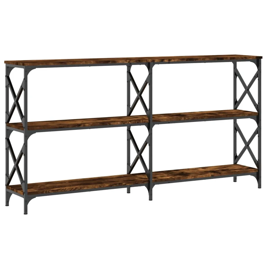 Table console chêne fumé 156x28x80,5 cm bois d'ingénierie - 2