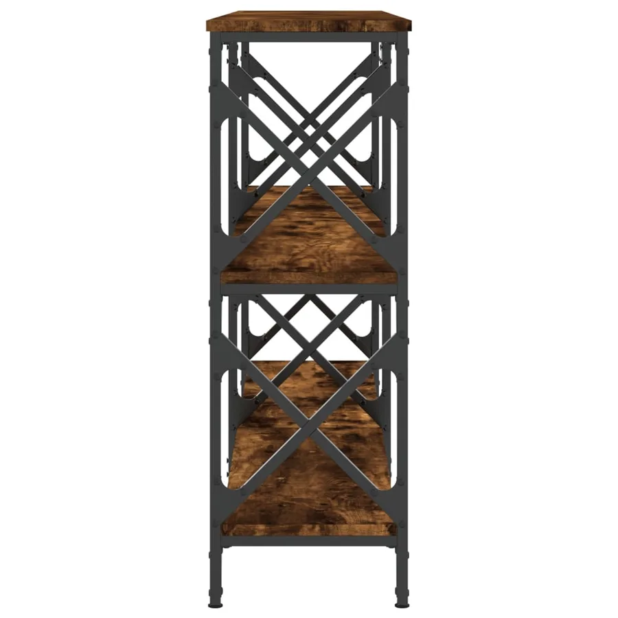 Table console chêne fumé 156x28x80,5 cm bois d'ingénierie - 5