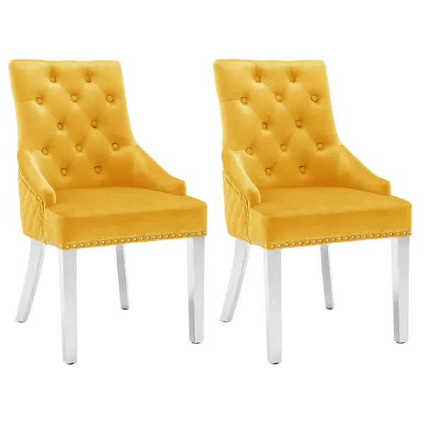 Chaises à manger lot de 2 jaune velours