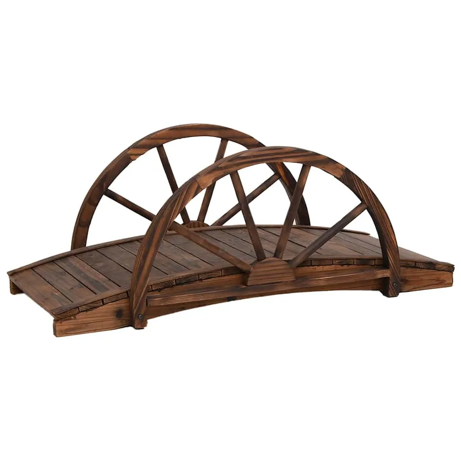 Pont de jardin avec demi-roue 99x50x38 cm bois de sapin massif - 2