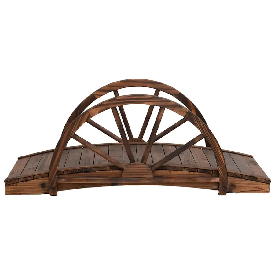 Pont de jardin avec demi-roue 99x50x38 cm bois de sapin massif - 3