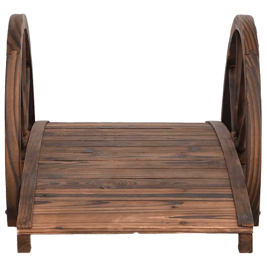 Pont de jardin avec demi-roue 99x50x38 cm bois de sapin massif - 4
