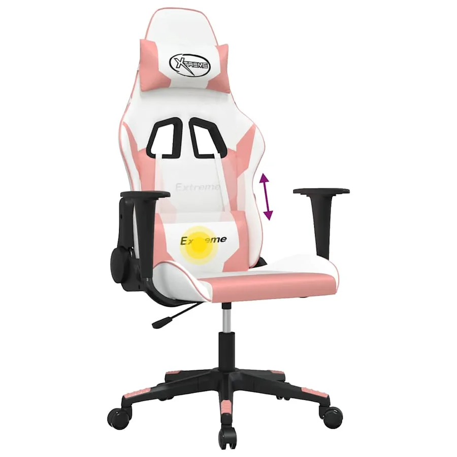 Chaise de jeu de massage Blanc et rose Similicuir - 5