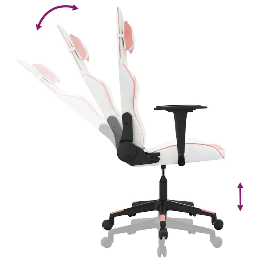 Chaise de jeu de massage Blanc et rose Similicuir - 7