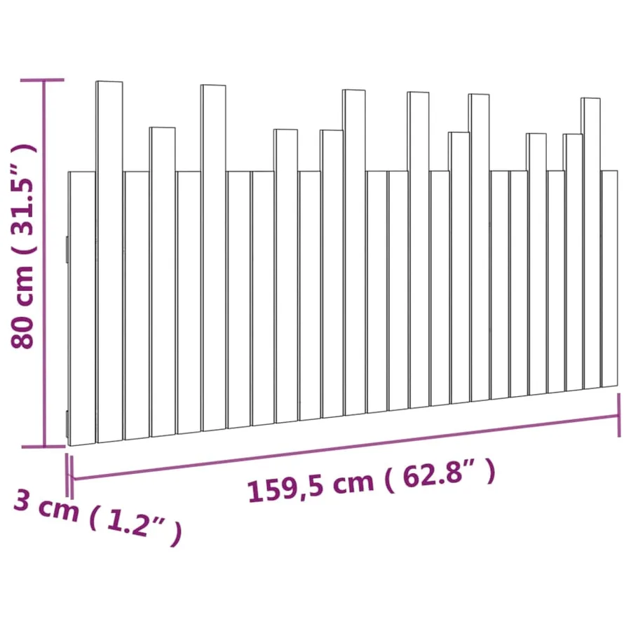 Tête de lit murale 159,5x3x80 cm Bois massif de pin - 8