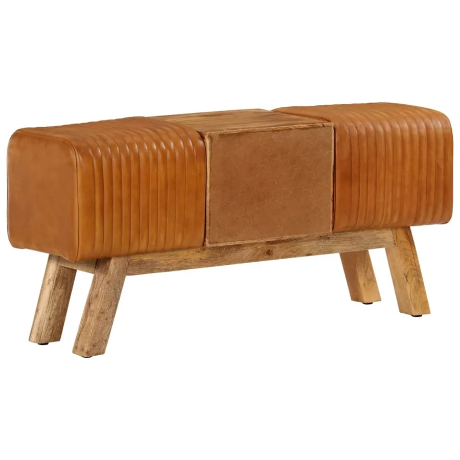 Banc de bok Marron 107 cm Cuir de chèvre véritable - 4
