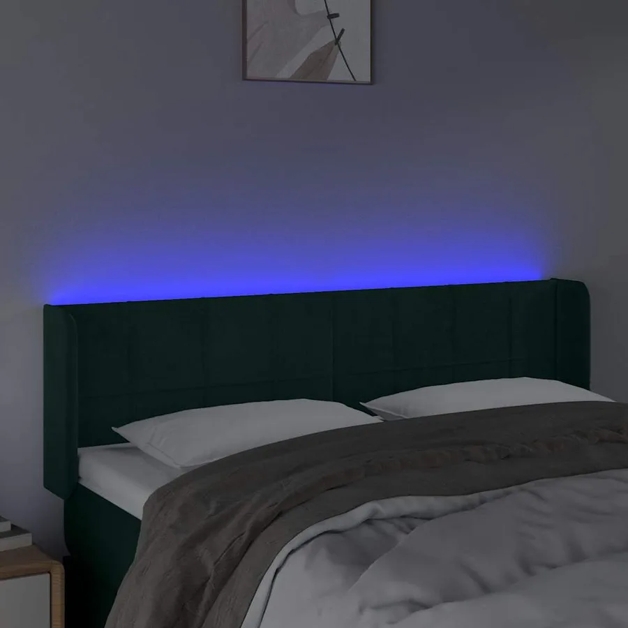Tête de lit à LED Vert foncé 147x16x78/88 cm Velours - 4