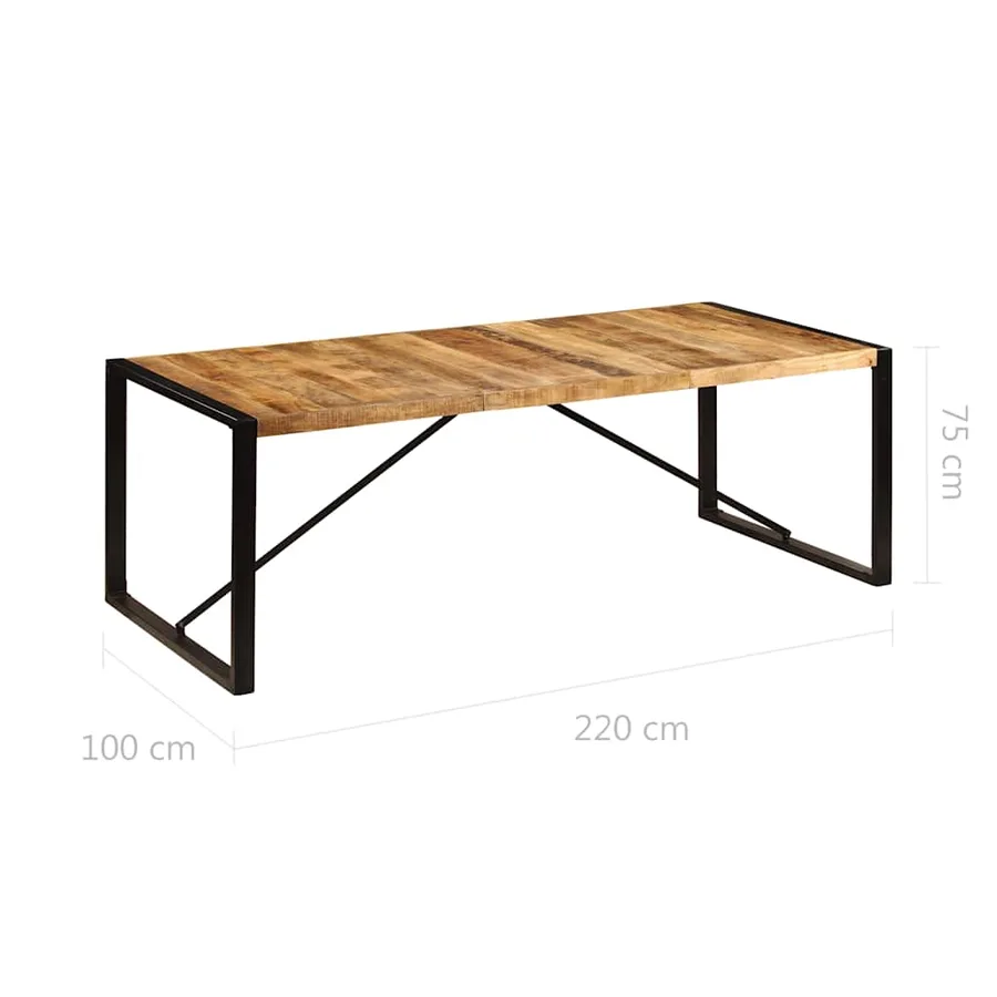 Table à manger 220x100x75 cm Bois de manguier massif - 6