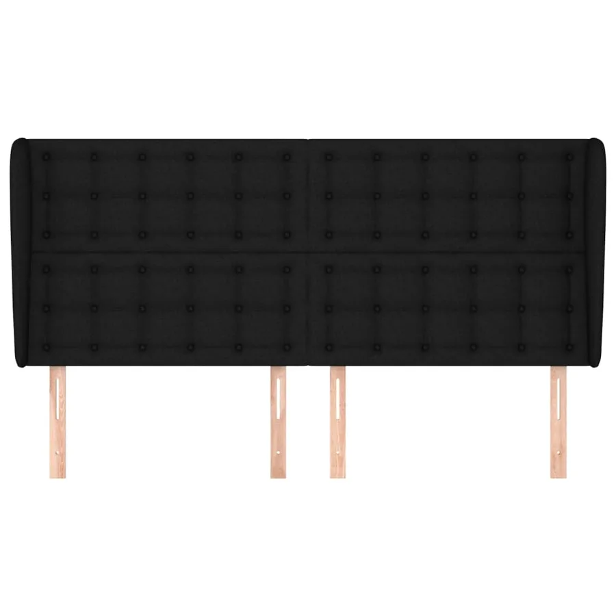 Tête de lit avec oreilles Noir 203x23x118/128 cm Tissu - 3