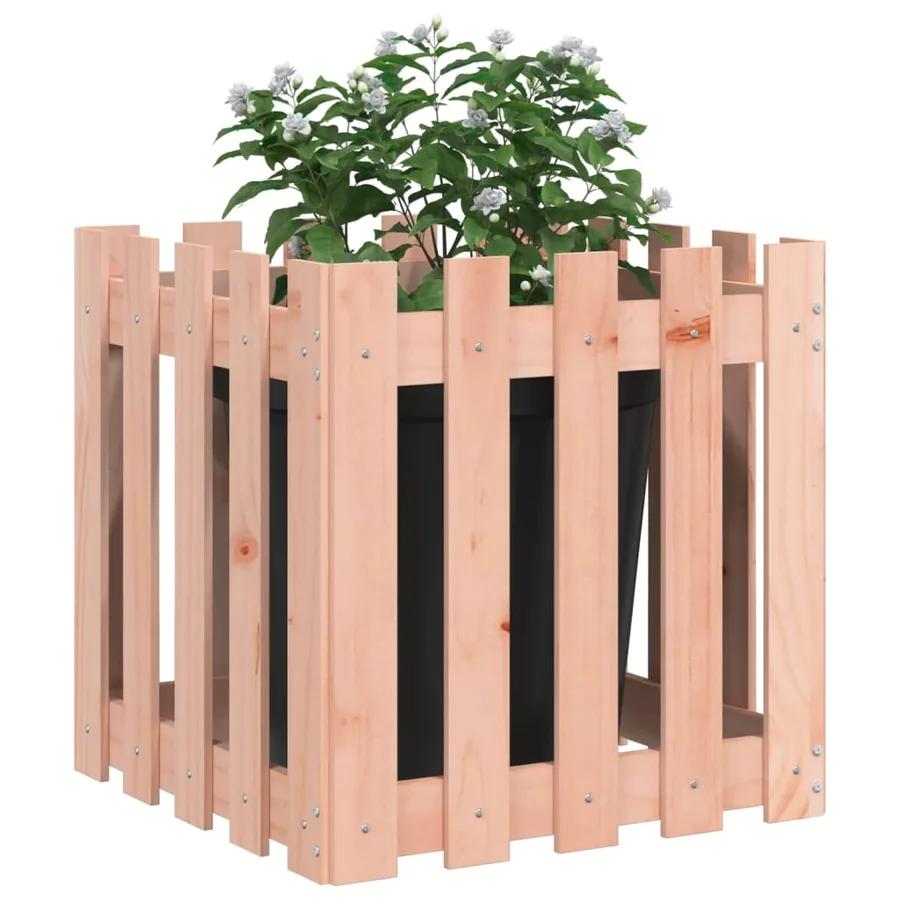 Jardinière avec design de clôture 50x50x50 cm Douglas massif - 3