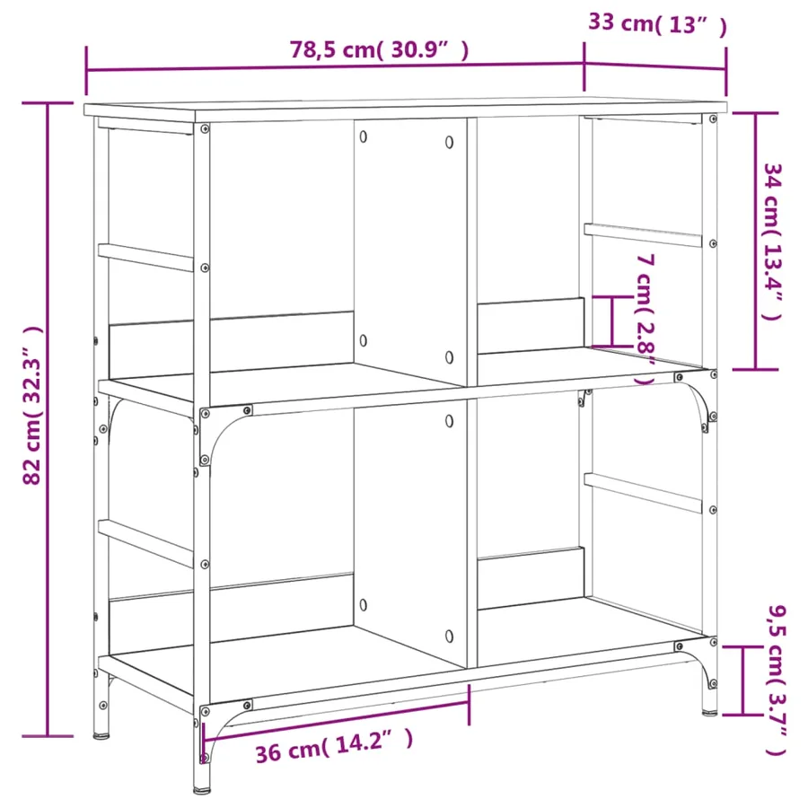 Bibliothèque chêne fumé 78,5x33x82 cm bois d'ingénierie - 9
