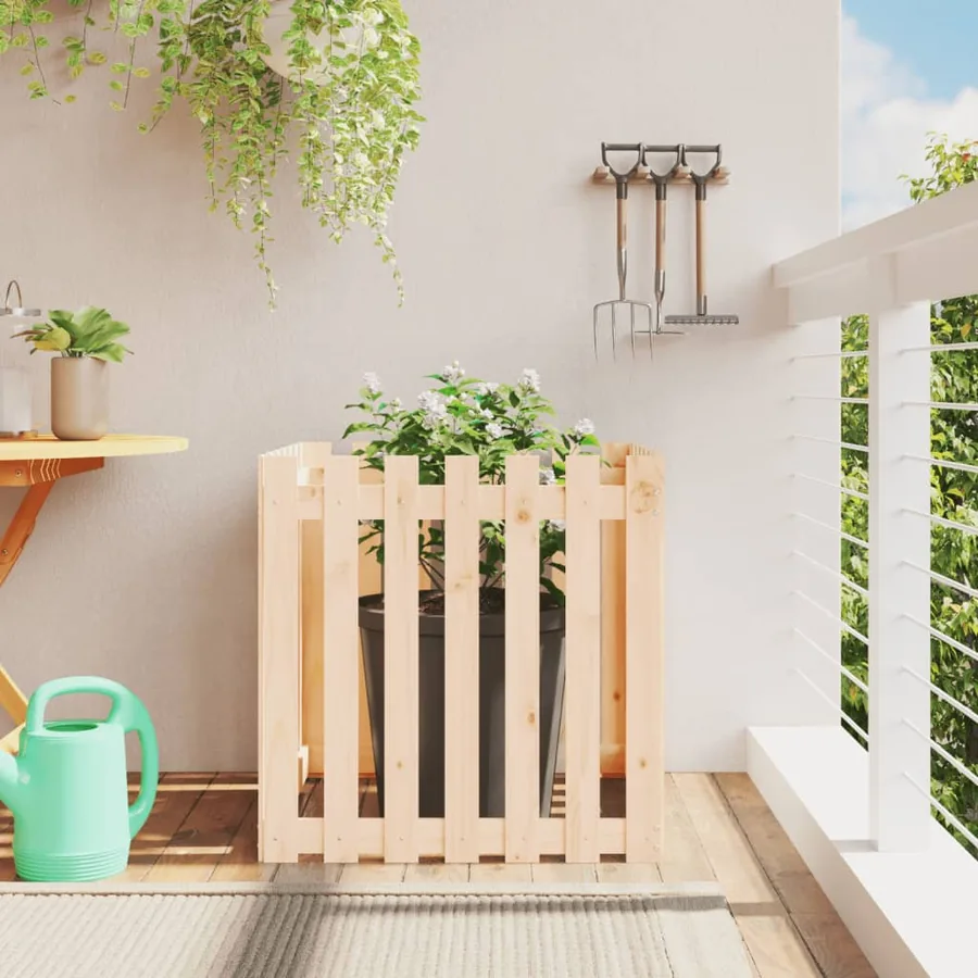 Jardinière avec design de clôture 70x70x70 cm pin massif
