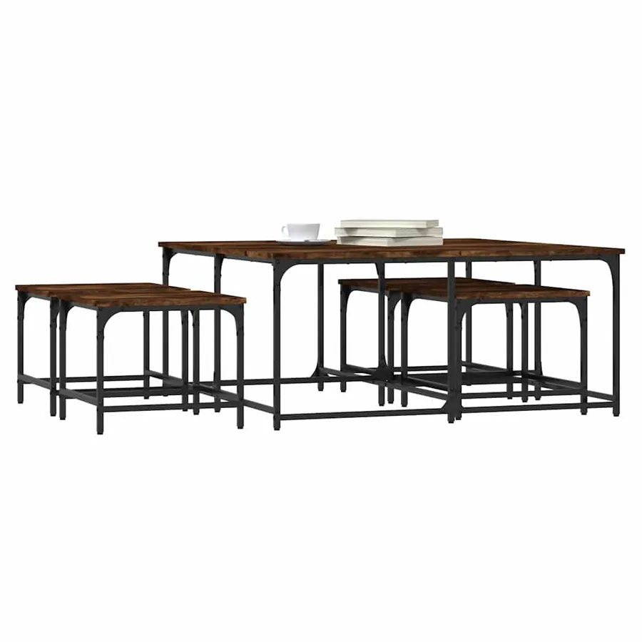 Tables basses gigognes 5 pcs chêne fumé bois d'ingénierie - 3
