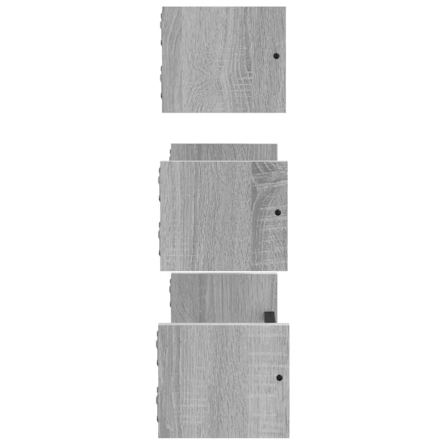 Ensemble d'étagères murales avec barres 3 pcs sonoma gris - 5