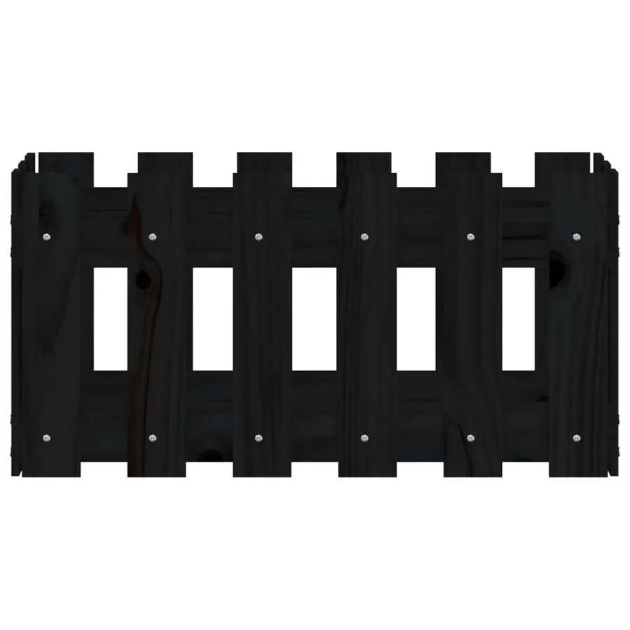 Jardinière avec design de clôture noir 60x30x30 cm pin massif - 5