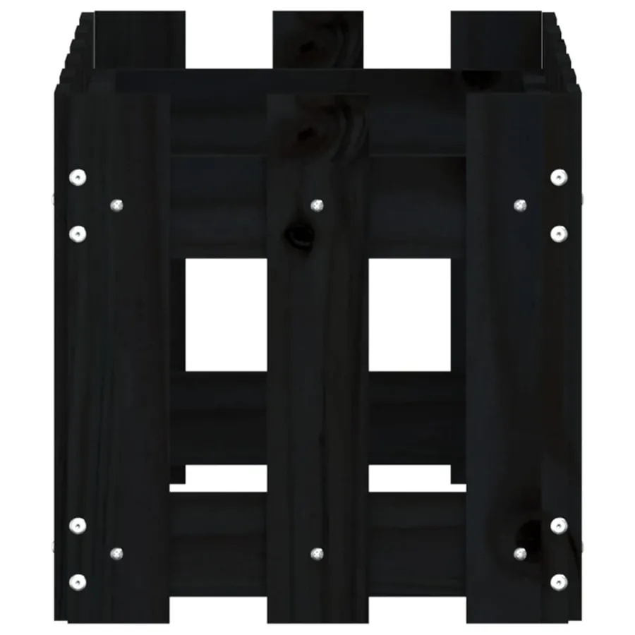 Jardinière avec design de clôture noir 60x30x30 cm pin massif - 6