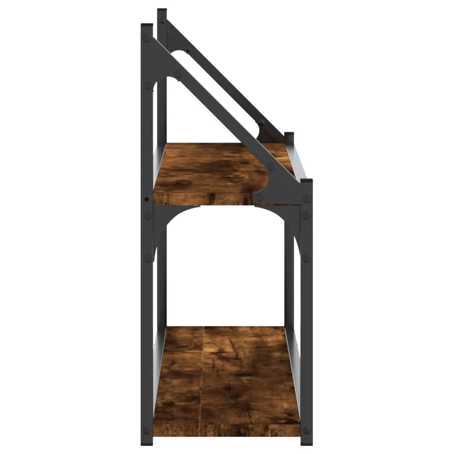 Étagère murale 2 niveaux chêne fumé 80x21x51 cm bois ingénierie - 5