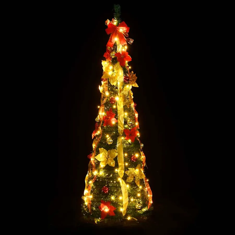 Sapin de Noël artificiel escamotable 150 LED vert 180 cm - 2