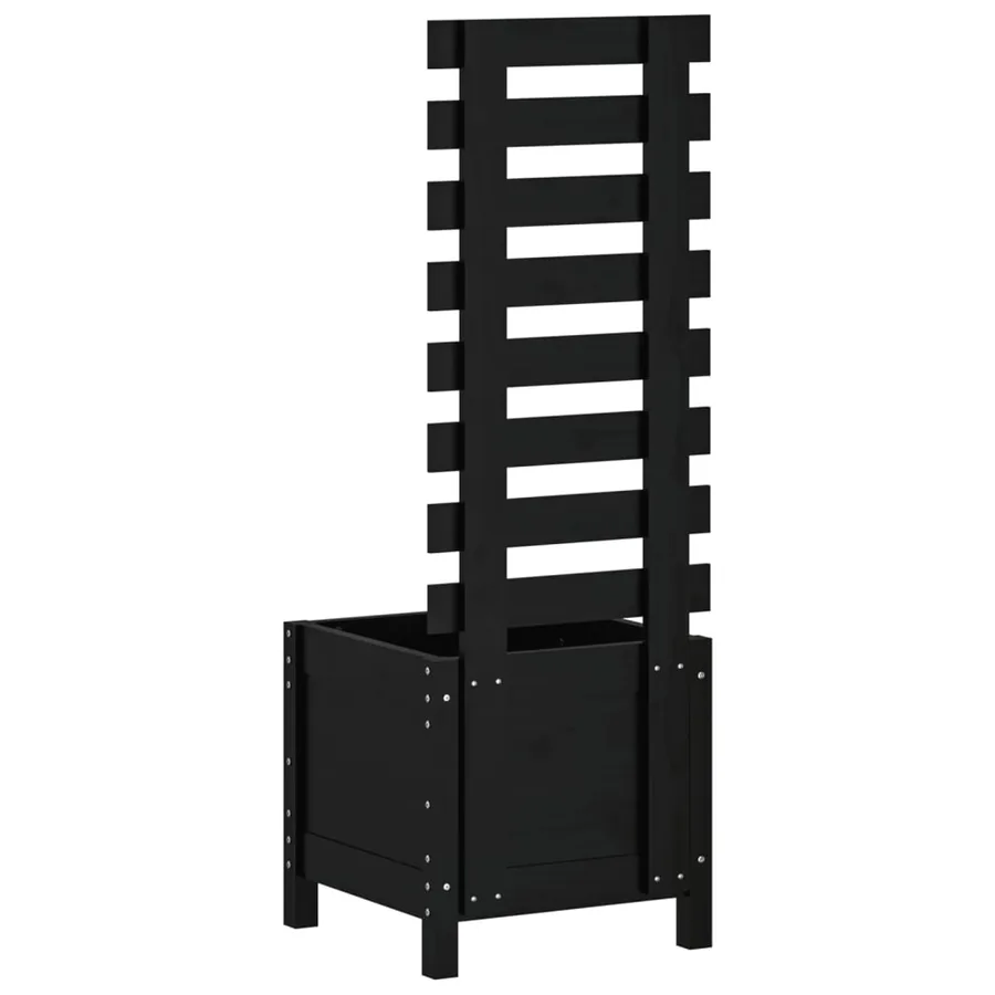 Jardinière avec support noir 39x39,5x114 cm bois de pin massif - 4