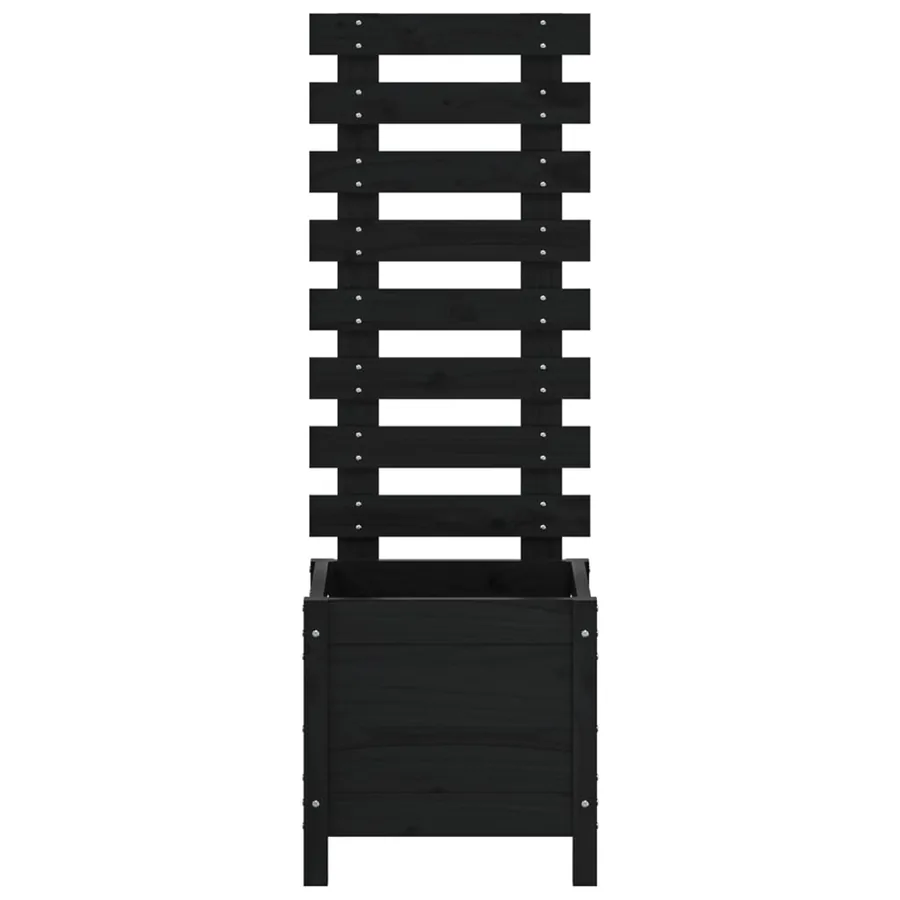 Jardinière avec support noir 39x39,5x114 cm bois de pin massif - 5