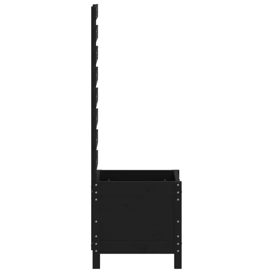 Jardinière avec support noir 39x39,5x114 cm bois de pin massif - 6
