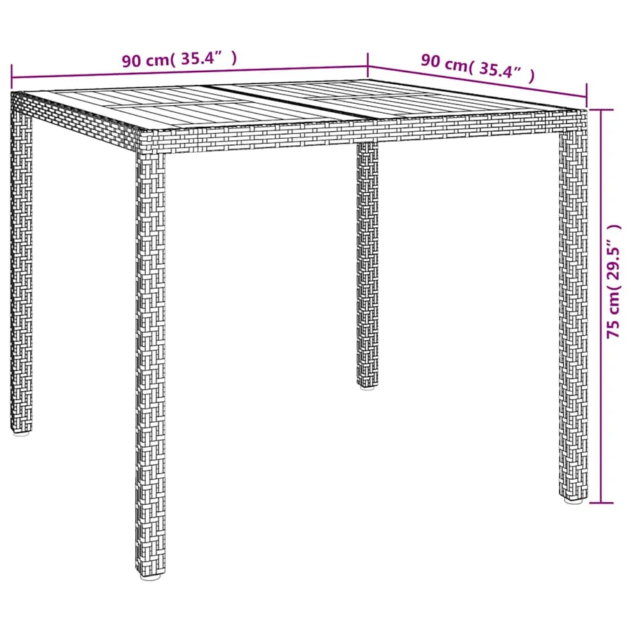 Table de Jardin Gris 90 x 90 x 75 cm polyrotin - 7