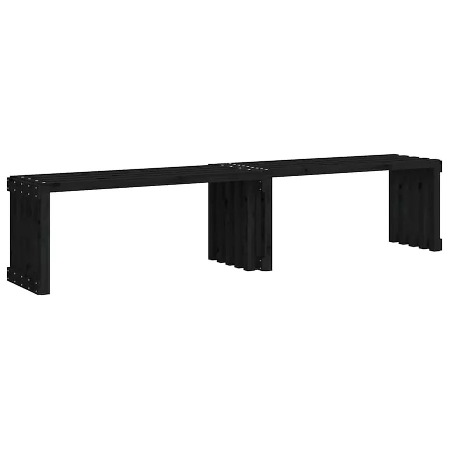 Banc de jardin extensible noir 212,5x40,5x45 cm bois massif pin - 2
