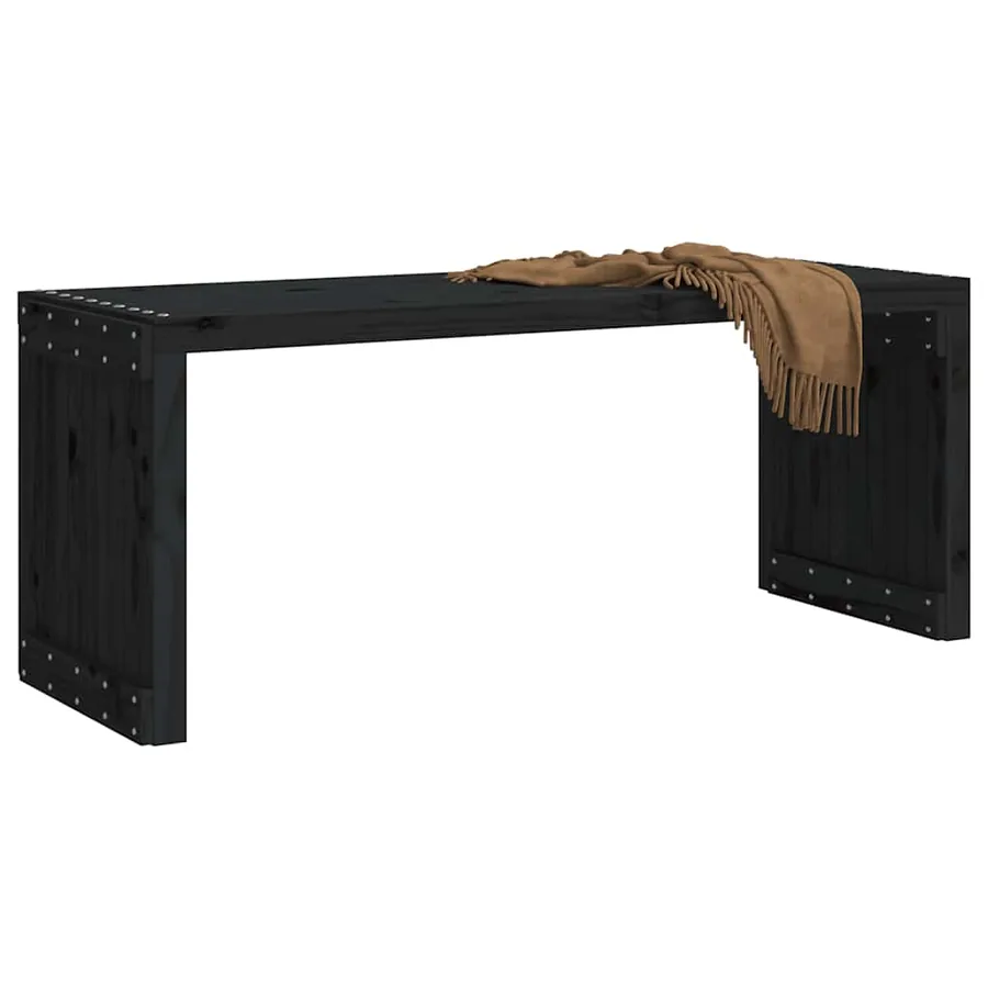 Banc de jardin extensible noir 212,5x40,5x45 cm bois massif pin - 3