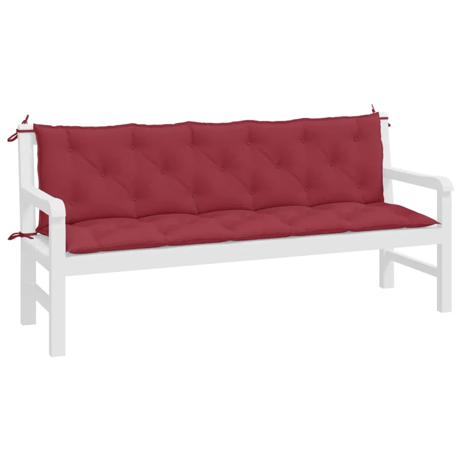 Coussins de banc de jardin lot de 2 rouge bordeaux tissu Oxford - 4