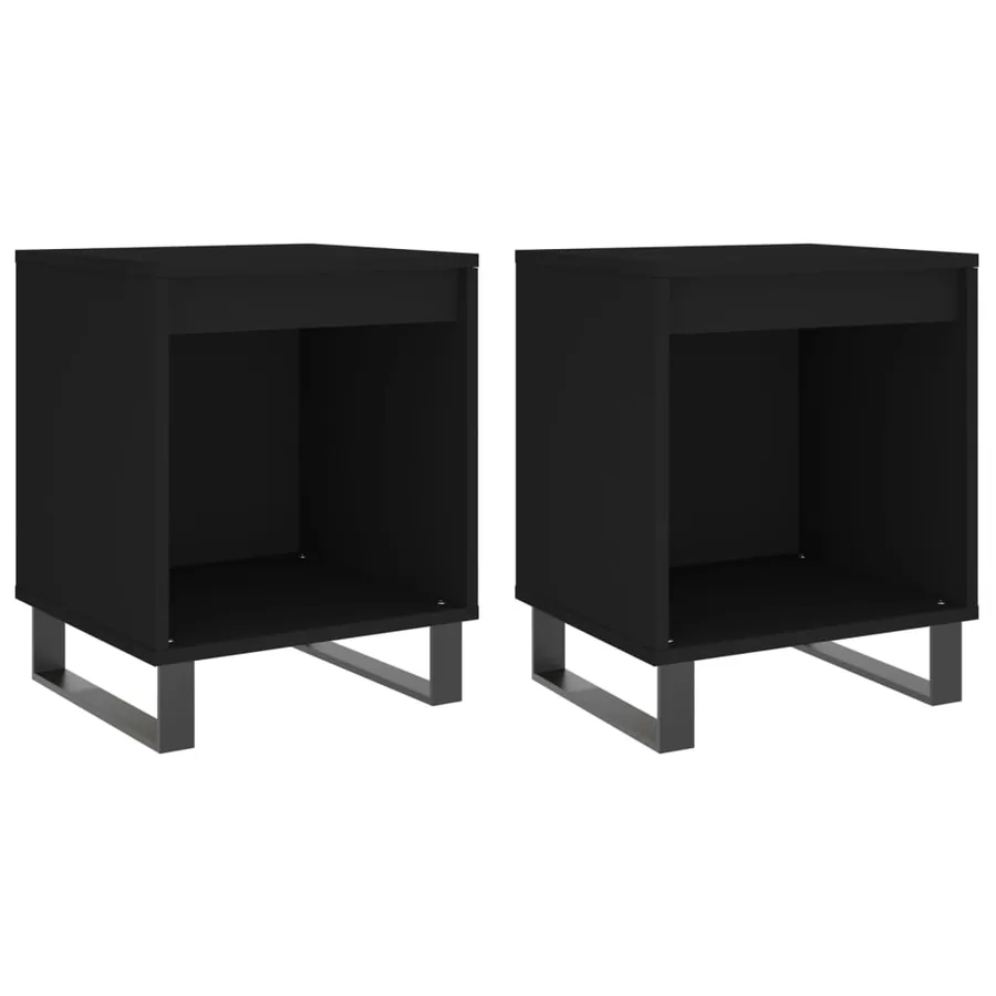 Tables de chevet 2 pcs noir 40x35x50 cm bois d’ingénierie - 2