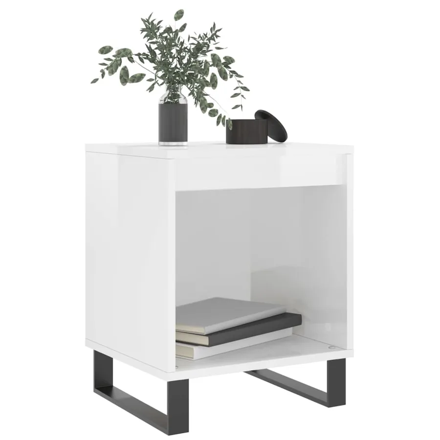 Tables de chevet 2 pcs blanc brillant 40x35x50 cm - 3