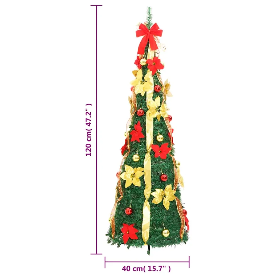 Sapin de Noël artificiel escamotable 50 LED vert 120 cm - 9