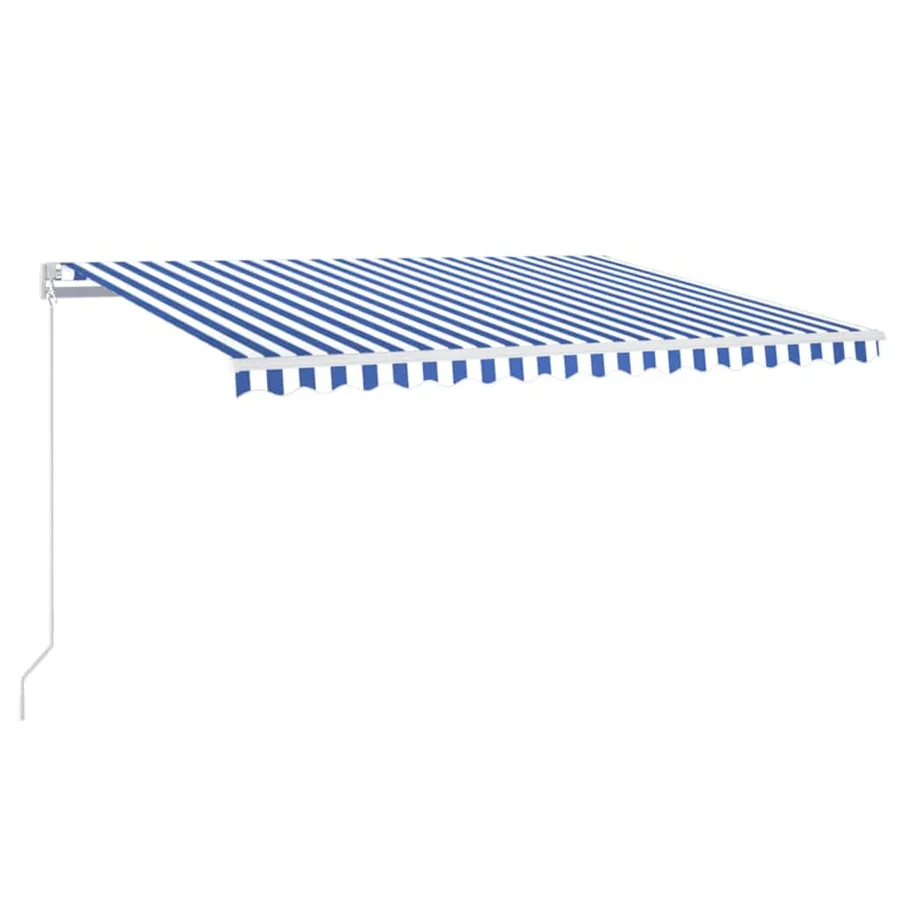 Auvent automatique capteur de vent/LED 450x300 cm Bleu et blanc - 2