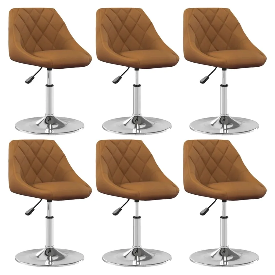 Chaises pivotantes à manger lot de 6 Marron Velours
